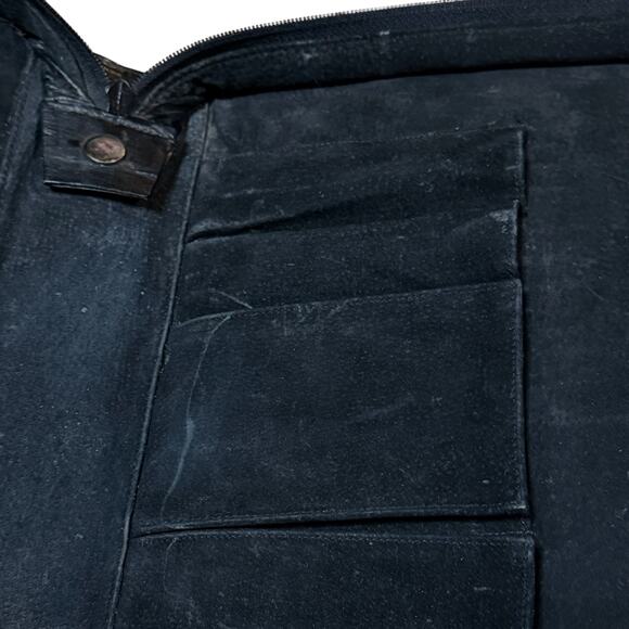 Vintage Black Eel Skin Briefcase High Polish Double Handle Full Zip - Picture 14 of 16